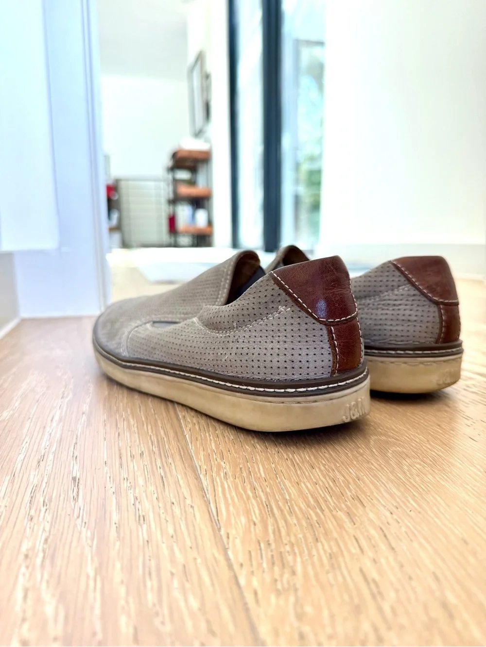 Johnston & Murphy Perforated Slip-On Loafers - Gray